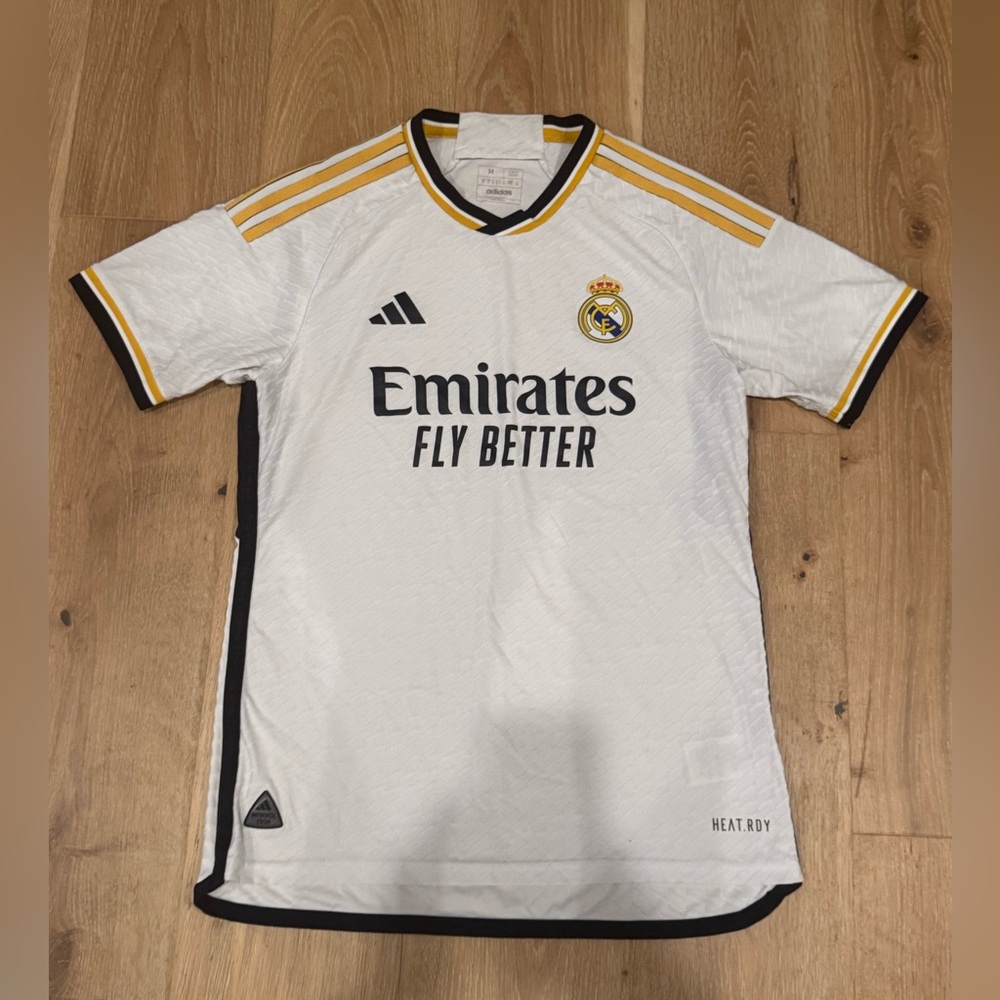 Adidas | Emirates White Jersey with Black and Gold Accents